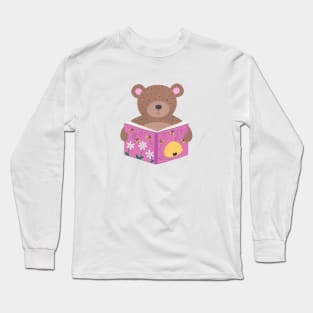 Animals with books part 4 - Bear reading bee book Long Sleeve T-Shirt